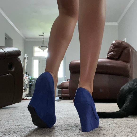 Blue Suede Wedges - Picture 4 of 9